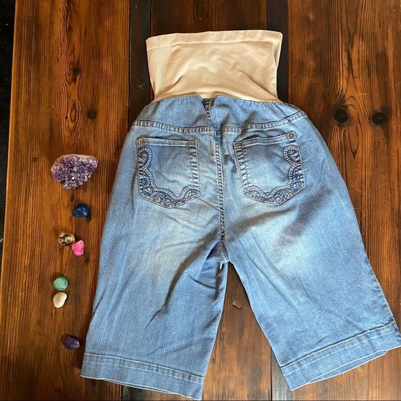 Maternity Shorts Motherhood Denim Maternity Bermuda Shorts - Picture 4 of 6